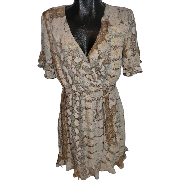 Dex Snake Print Faux Wrap Dress M - Picture 1 of 7